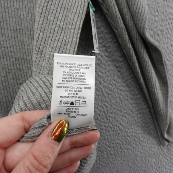 Joes Jeans Womens Heather Grey Ribbed Puff Sleeve Sweater Size Large NEW - Picture 11 of 12